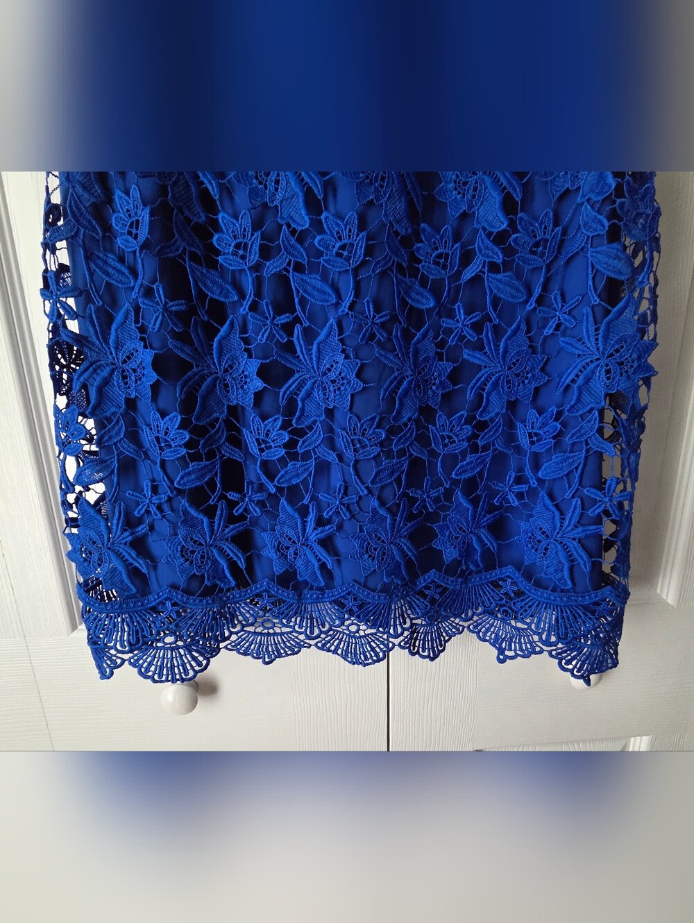 Lauren Ralph Lauren Royal Blue Floral Sleeveless Dress Size 16 - Picture 6 of 14
